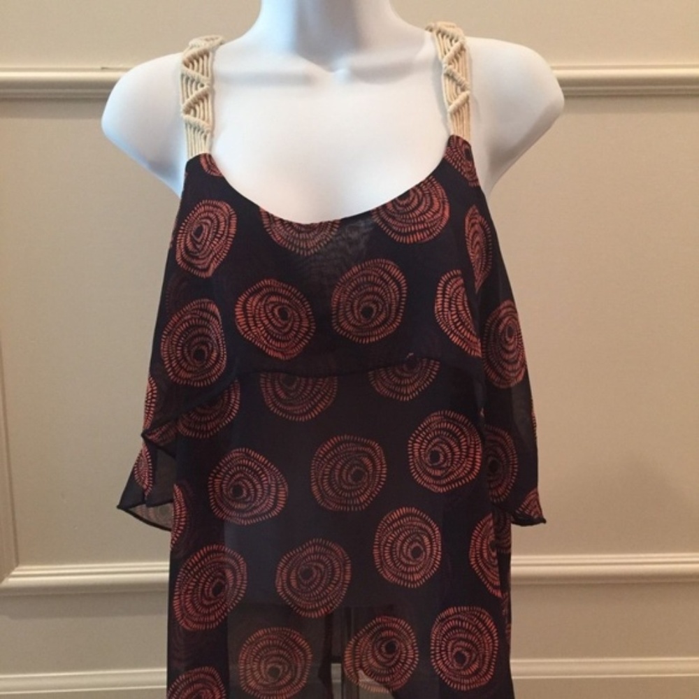 CHARLOTTE RUSSE Sheer Braided Straps Blouse
